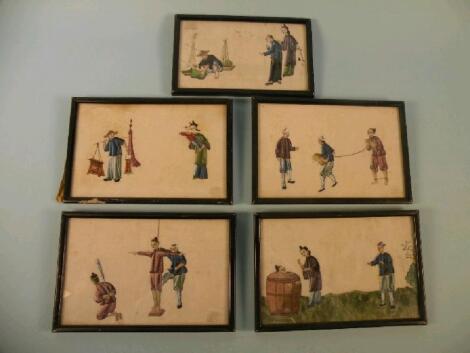 A set of four 19thC Chinese rice paper paintings