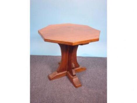 Robert "Mouseman" Thompson. An oak occasional table with an octagonal top