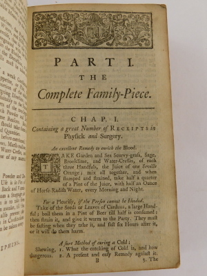 Vade mecum.- THE COMPLETE FAMILY PIECE AND COUNTRY GENTLEMAN AND FARMER'S BEST GUIDE, third edition, title soiled, later calf, 8vo, C. Rivington, 1741 - 7