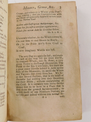 Addison (Joseph). REMARKS ON SEVERAL PARTS OF ITALY IN THE YEARS 1701, 1702 & 1703 engraved maps and plates, loose contemporary hand-written notes enclosed, 8vo, H. Scheurleer, Hague, 1718 - 8