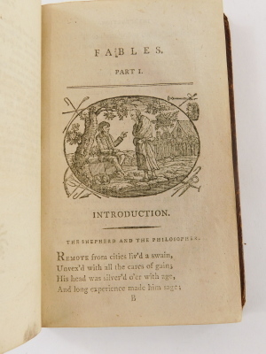 Bewick (Thomas, engraver) Local Printing.- Gay (John) FABLES, contemporary calf rubbed,York, 1797; .- THE LOOKING-GLASS FOR THE MIND, modern calf, J. Crowder, 1746, engravings by Bewick, 8vo (2) - 7