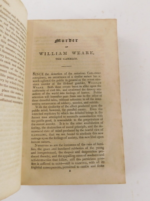 .-THE FATAL EFFECTS OF GAMBLING..., 1824; bound with ...THE TRIAL OF GEORGE CHENNELL... engraved frontispiece, [1818], contemporary tree calf, tooled in gilt, 8vo - 8