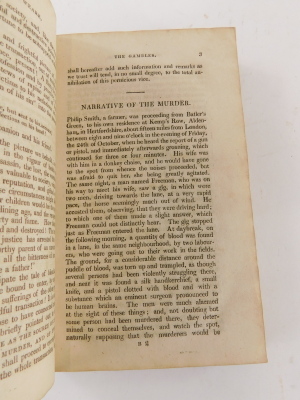 .-THE FATAL EFFECTS OF GAMBLING..., 1824; bound with ...THE TRIAL OF GEORGE CHENNELL... engraved frontispiece, [1818], contemporary tree calf, tooled in gilt, 8vo - 9