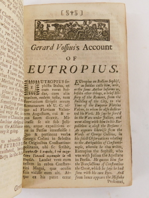 Eutropius.- Clarke (John, ed.) HISTORIAE ROMANAE BREVIARUM second edition, York & London, T. Gent, 1728 - 7