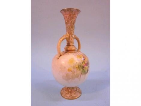 A Doulton Burslem blush ivory ground porcelain vase decorated with flowers