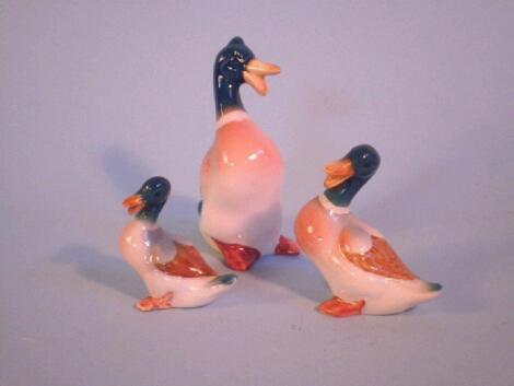 Beswick. A duck, large 919a, duck, medium and a duck, small (3)<br