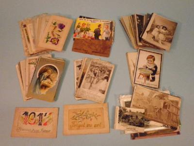 A quantity of silk postcards