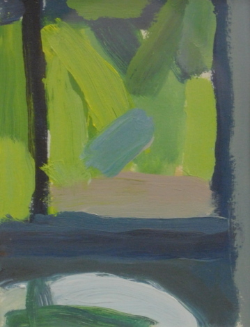 •Ross Martin (20thC). Into the Garden, acrylic on paper, signed and titled verso, 19cm x 15cm. Artist label verso.