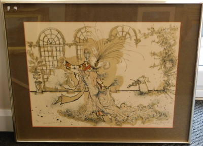 Ronald Searle (1920-2011). Whatever happened to the Romdroffs?, artist signed, titled, limited edition coloured print, 76/99, 48cm x 64cm. - 2