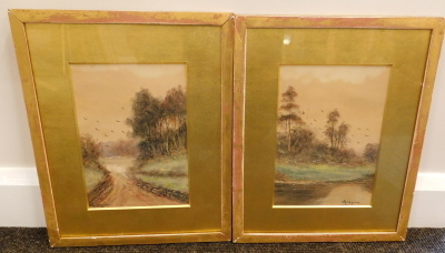 Abraham II Hulk (1851-1924). Country landscapes, watercolour - pair, signed, 24cm x 17cm. - 3