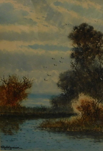 Abraham II Hulk (1851-1922). River landscapes, watercolour - pair, signed, 24cm x 16.5cm.