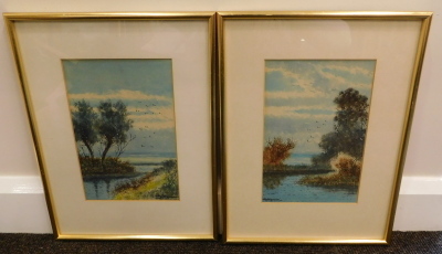 Abraham II Hulk (1851-1922). River landscapes, watercolour - pair, signed, 24cm x 16.5cm. - 3