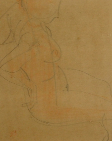 20thC British School. Study of a nude female, drawing, initialled, 51cm x 39cm.