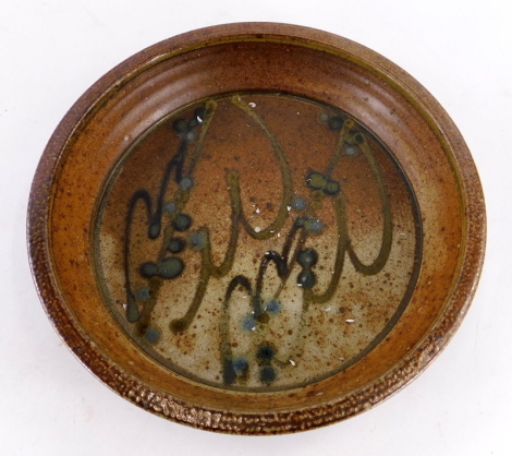 Jane Hamlyn (b.1940). Circular dish, glazed stoneware, impressed mark, 30cm Dia.