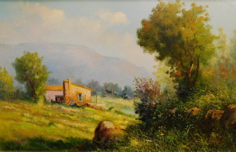 Walter Lupo. Campagne Sanuito, oil on canvas, signed and titled verso, 34cm x 54cm.