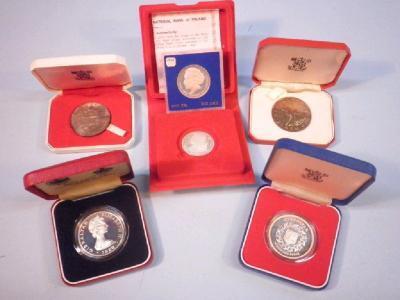 Gibraltar 1980 one crown proof and three others