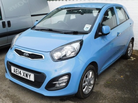 A Kia Picanto 1.0, Registration AE14 XWY, first registered 01/03/2014, five door hatch back, petrol, 998CC, 12,388 recorded miles, MOT to 28/02/22, blue. Upon the instructions of the Executors of Ada Haw (Dec'd).