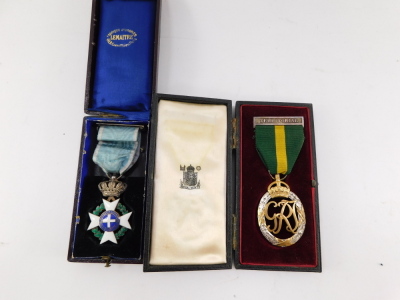 A group of miniature medals, named to Major K W Bland, CBE., TD., JP., Lived 1.2.07 to 11.08.78., comprising France and Germany Star, 1939-1945 Star, and Defence Medal, CBE, Territorial George V Efficiency Medal, and a George VI Coronation Medal, framed a - 3