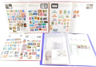 Philately. EII first day covers, pre and post decimalisation, together with two Stanley Gibbons Adventure stamp albums, containing used world stamps, together with a Royal Mail stamp album, containing similar. (a quantity)