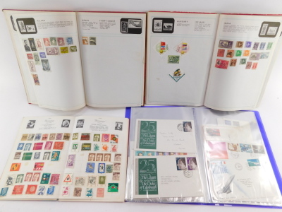 Philately. EII first day covers, pre and post decimalisation, together with two Stanley Gibbons Adventure stamp albums, containing used world stamps, together with a Royal Mail stamp album, containing similar. (a quantity) - 4