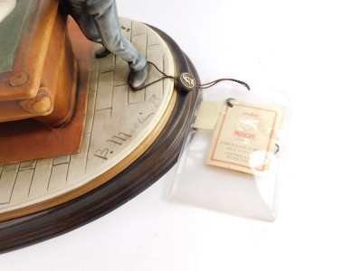 A Giuseppe Armani Capo di Monte porcelain figure group, Billiard Playing, designed by B Merli, raised on an oval wooden base, with certificates, 50cm wide. - 4