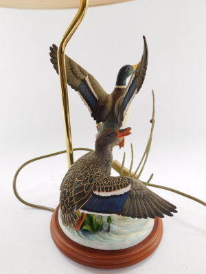 A Border Fine Arts Studio Mallard's table lamp, A2326, with shade, 52cm high. - 3