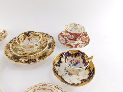 A Ridgway's early 19thC porcelain trio, and six cups and saucers, comprising Ridgway., Yates., Alcock., Stephenson & Hancock Derby., and Coalport. - 2