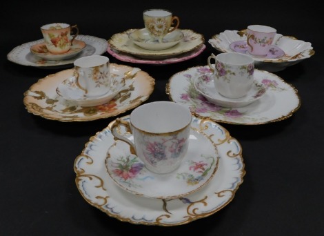 Limoges and other late 19thC cabinet plates, together with coffee cups and saucers and further ceramics. (a quantity)