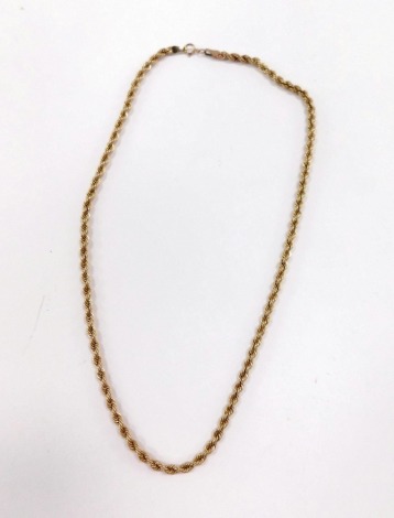 A 9ct gold rope twist necklace, 3.6g, 40cm long.