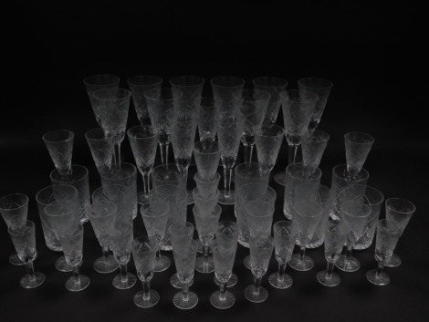 A part suite of table glass, to include wine glasses, tumblers, sherry glasses, etc. (3 trays)