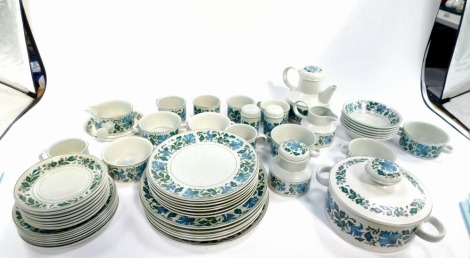 A Midwinter part dinner and tea service in the Stonehenge pattern, to include a vegetable tureen and cover, dinner and dessert plates. (a quantity)