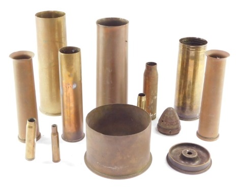 A collection of shell cases, to include WWI examples. (a quantity)