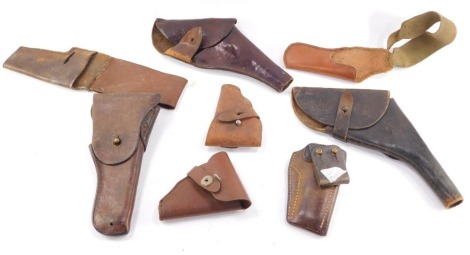 WWI and later pistol holsters. (a quantity)