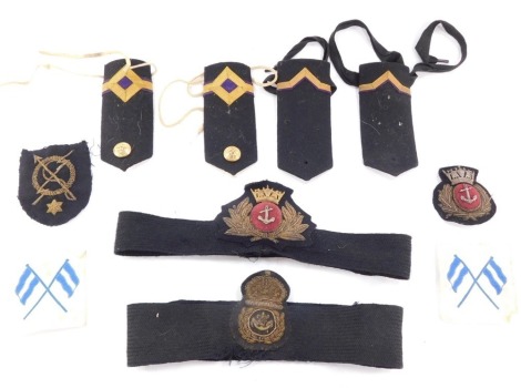 Naval insignia, to include Bullion examples, etc. (a quantity)