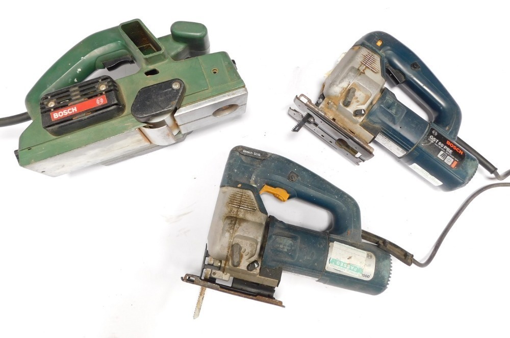 A pair of Bosch electrical jigsaws together with a Bosch