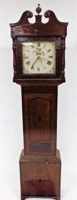 John Matthews of Leighton Buzzard. A George III mahogany longcase clock, with a painted white dial, with a swan pediment neck and single door, with pendulum, 204cm high, 48cm wide, 21cm deep. - 2