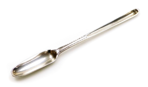 A George III silver marrow scoop, with bright cut decoration, maker John Lambe, London 1780, 1½oz.