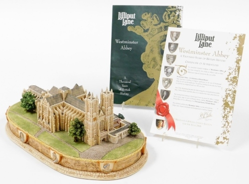A Lilliput Lane Britain's Heritage Series Westminster Abbey model, code number 1,2285, dated 2000, with certificate, 30cm wide.