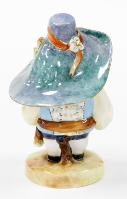 A Royal Crown Derby Mansion House dwarf, the hat bearing inscription for the auction of Elegant Household Furniture on the premises of John Humble, bears faint initials but rubbed, 18cm high. - 2