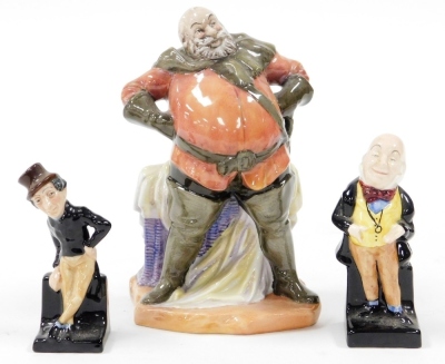 Three Royal Doulton figures, to include Falstaff HN2054 17cm high, Micawber 10cm high and Jingle 9½cm high. (3)