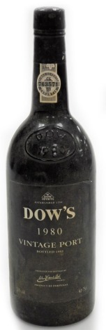 A bottle of Dow's 1980 vintage port bottled in 1982.