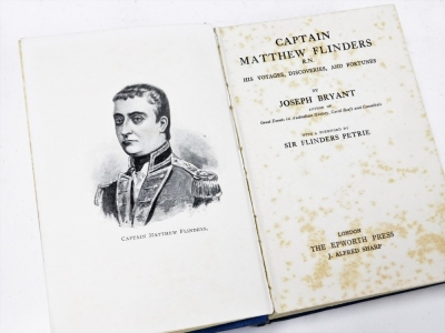 Cricketing Interest. Ayres cricket companion 1912, a Captain Matthew Flinders RN by Joseph Bryant first edition 1928, Ernest Scott The Life of Matthew Flinders, with portraits maps and facsimiles, and a Thompson's History of Boston and a The Hundred of Sk - 4