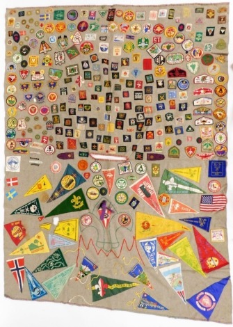 Scouting Interest. A 1950-60s camp blanket with various badges for both the UK and America from this period.