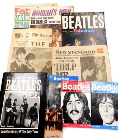 A group of Beatles ephemera, to include The Beatles Book numbers 44.,55 and 56, Gareth L Pawlowski How They Became The Beatles 1960-1964, The Best of The Beatles from Fabulous, copies of Women's Own with the Beatles as the cover for July 10th 1965 and 2nd