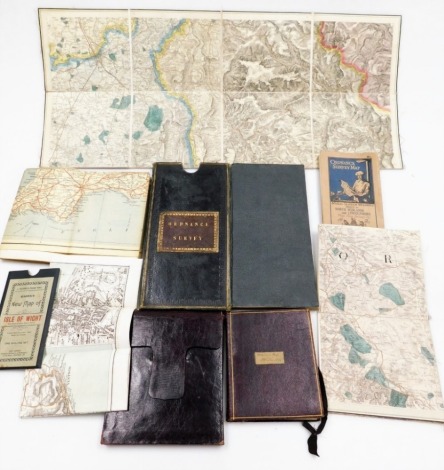 A group of Ordnance Survey maps and ephemera, to include map of the Isle of Wight, British map of the UK, Ordnance Survey map of The Midlands and Lincolnshire, Ordnance survey in gilt border and a Buxton, Chesterfield cased map.