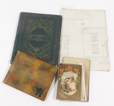 A group of ephemera, etc., to include an album of documents and letters, house plans, autograph book from the 1930s, black and white postcards of Nottingham, Grantham and local scenes, etc. (a quantity) - 3