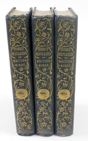 Morris (Rev F.O.) A Natural History of The Nests and Eggs of British Birds, vols 1-3, 2nd edition, in a blue canvas binding with gilt tooled decoration. (3)