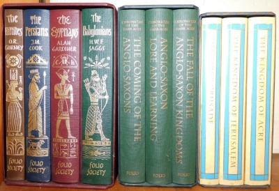 Folio Society. The three cased sets Empires of the Ancient Near East 4 vols, Chronicles of the Dark Ages 3 vols, and Steve Runciman a History of The Crusades three book set. (3 sets)