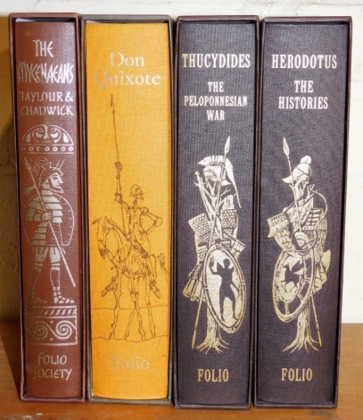 Folio Society. Four volumes to include The Mycenaeans, Don Quixote, Herodotus The Histories, and Thucydides. (4)