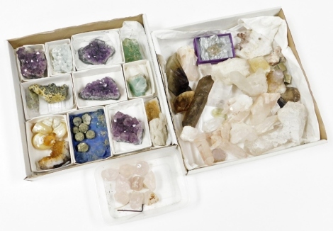 A group of various semi-precious stones, rose quartz, amethyst, etc.